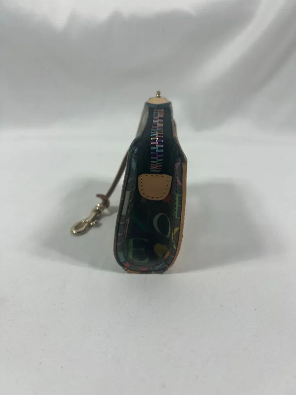 Dooney Bourke ID Coin Case Keychain Wallet Leather Trim Y2K Vintage